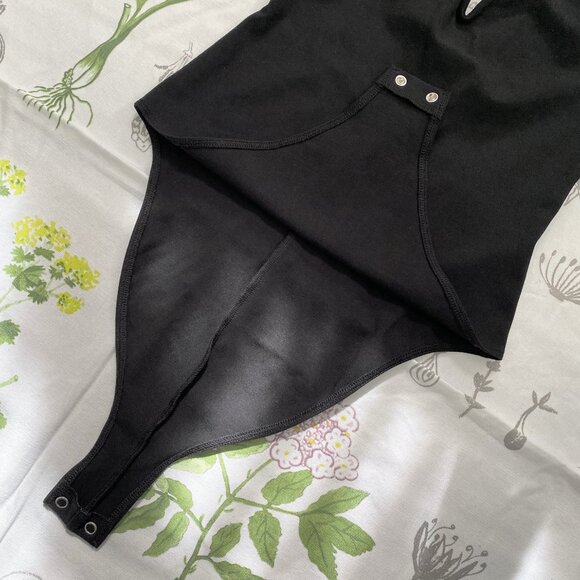 Other Stories V-cut Plunging Modal Stretch Bodysuit Black Size 2 - Picture 10 of 11